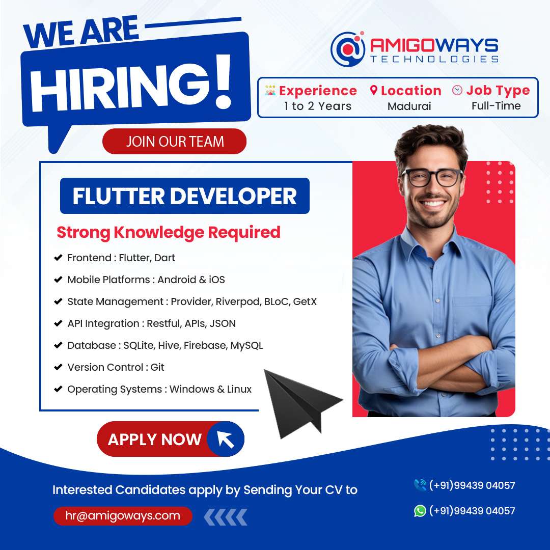 Flutter Developer - Amigoways Technologies Private Limited