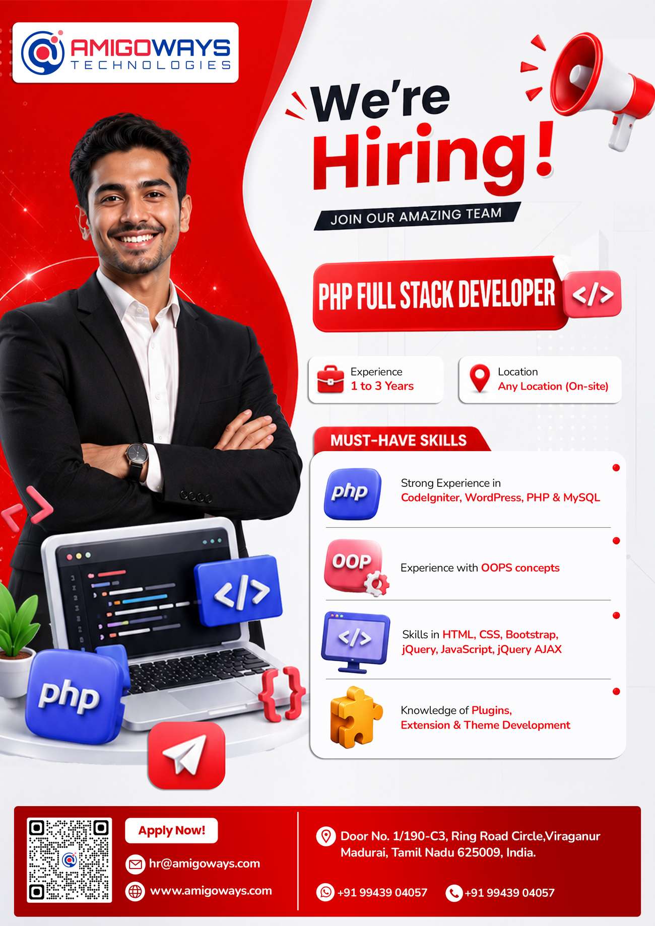PHP Full Stack Developer - Amigoways Technologies Private Limited