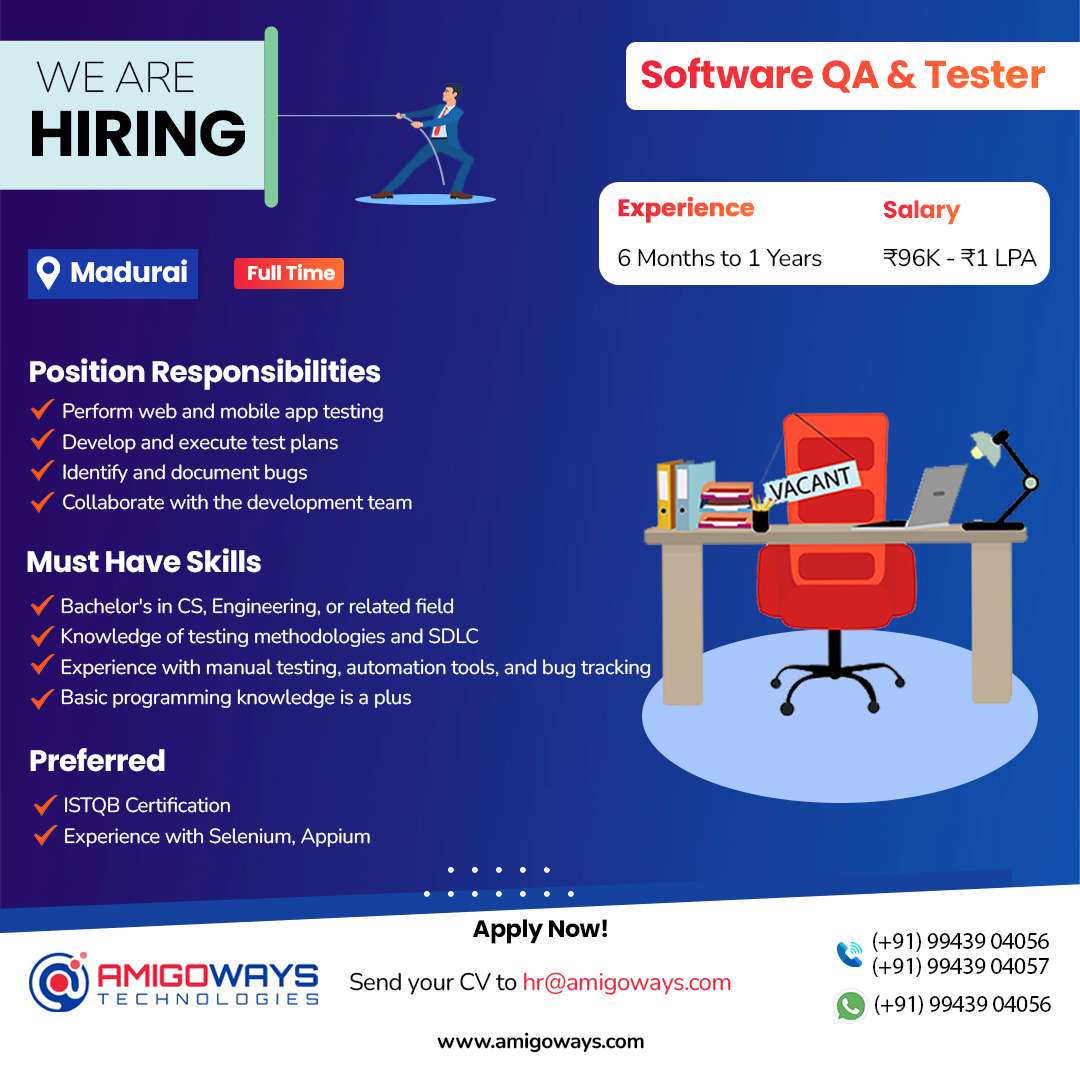 Software Tester - Amigoways Technologies Private Limited